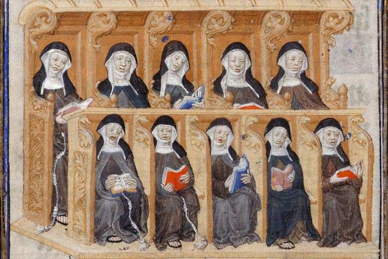 Zingende zusters in een middeleeuws manuscript